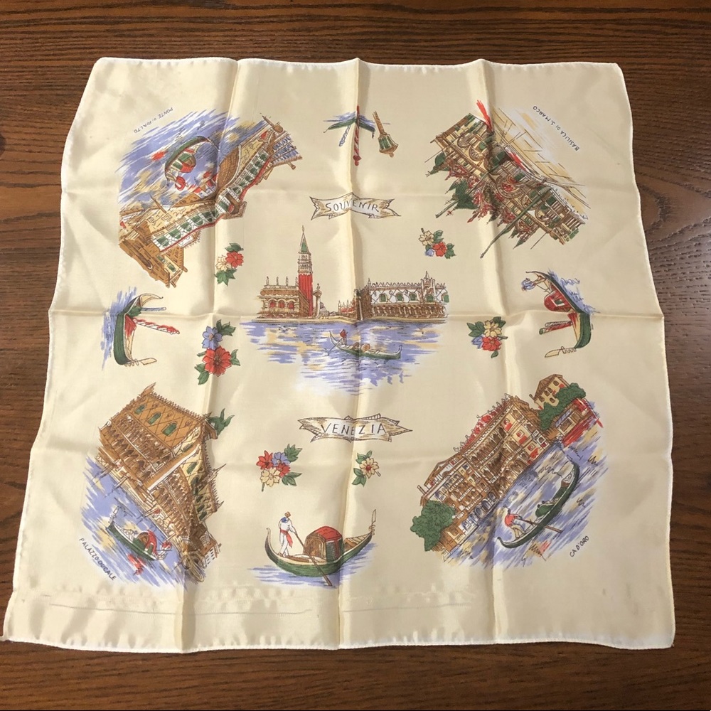 3/$25 Silk cream scarf Venice tourist spots